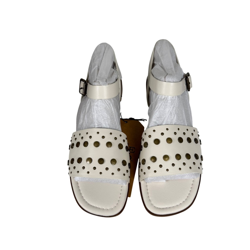 Frye and Co Womens 10 Brooklyn Sandals White Studded Boho Western Flat Slingback